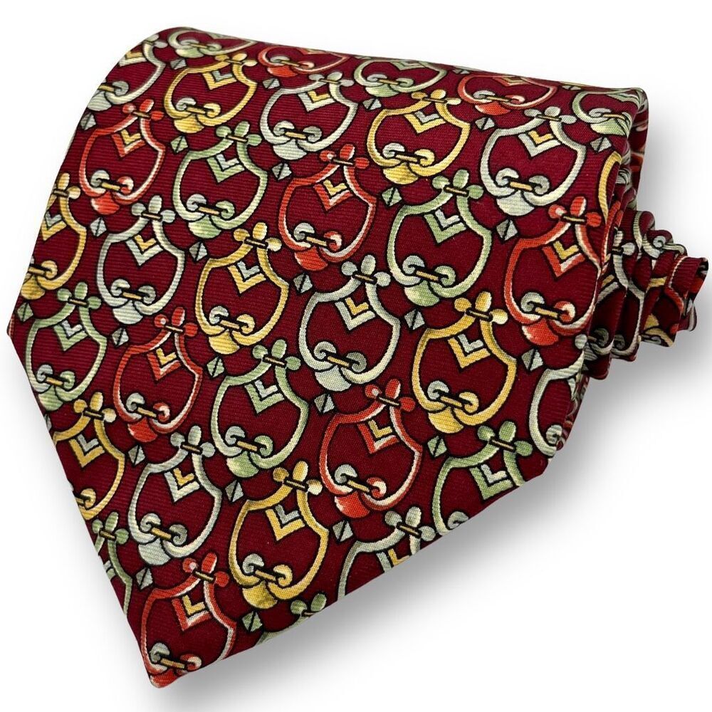 CHRISTIAN DIOR Men’s Vintage Designer Abstract Geometric 100% Silk Tie